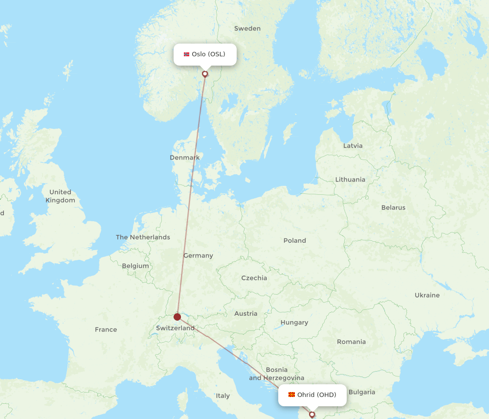 OSL-OHD flight routes
