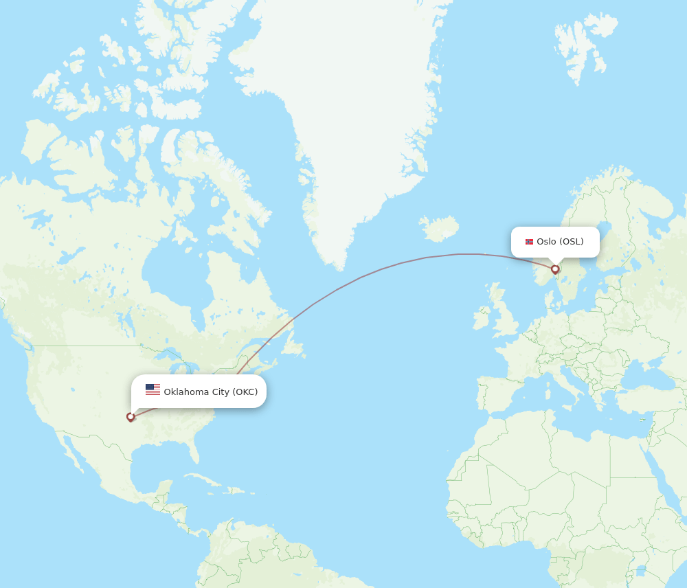 OSL-OKC flight routes