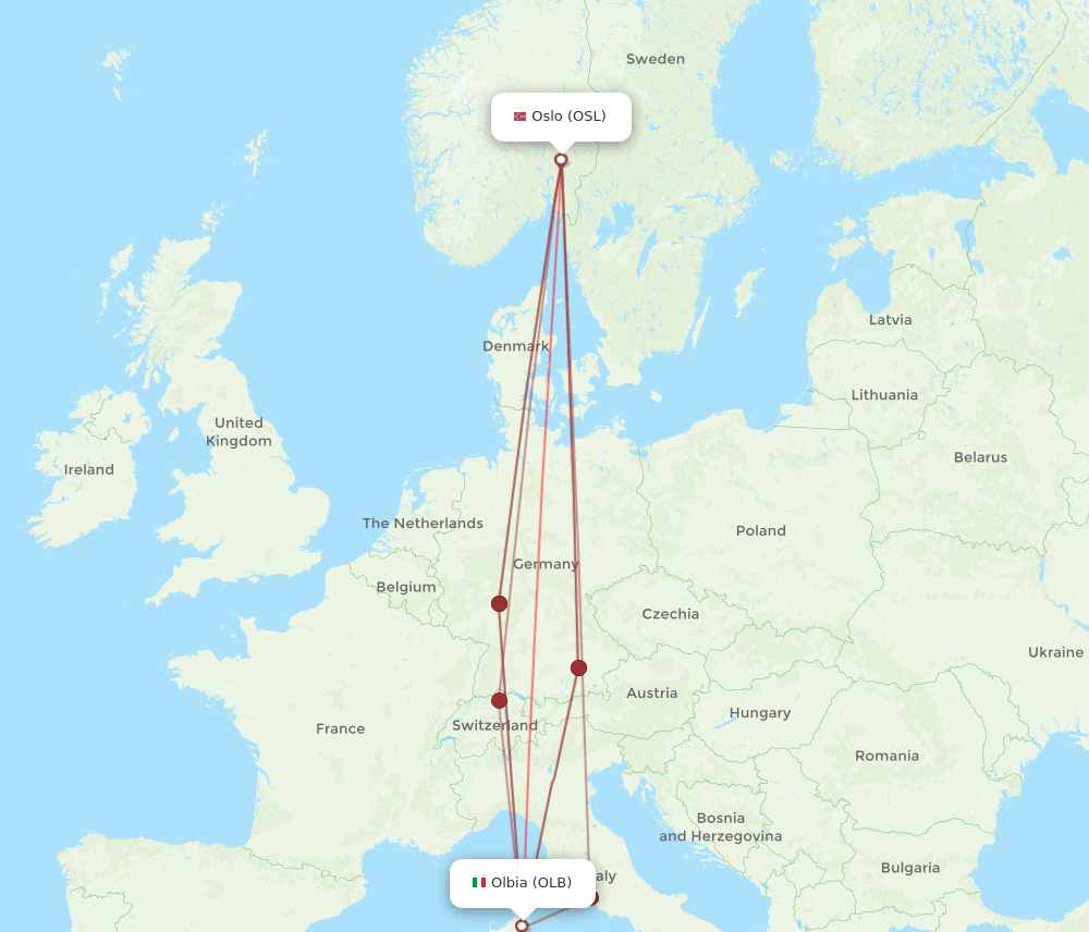 OSL-OLB flight routes