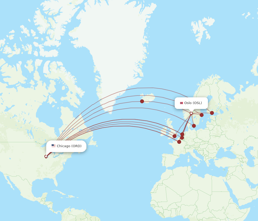 OSL-ORD flight routes