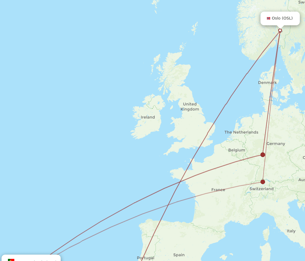 OSL-PDL flight routes