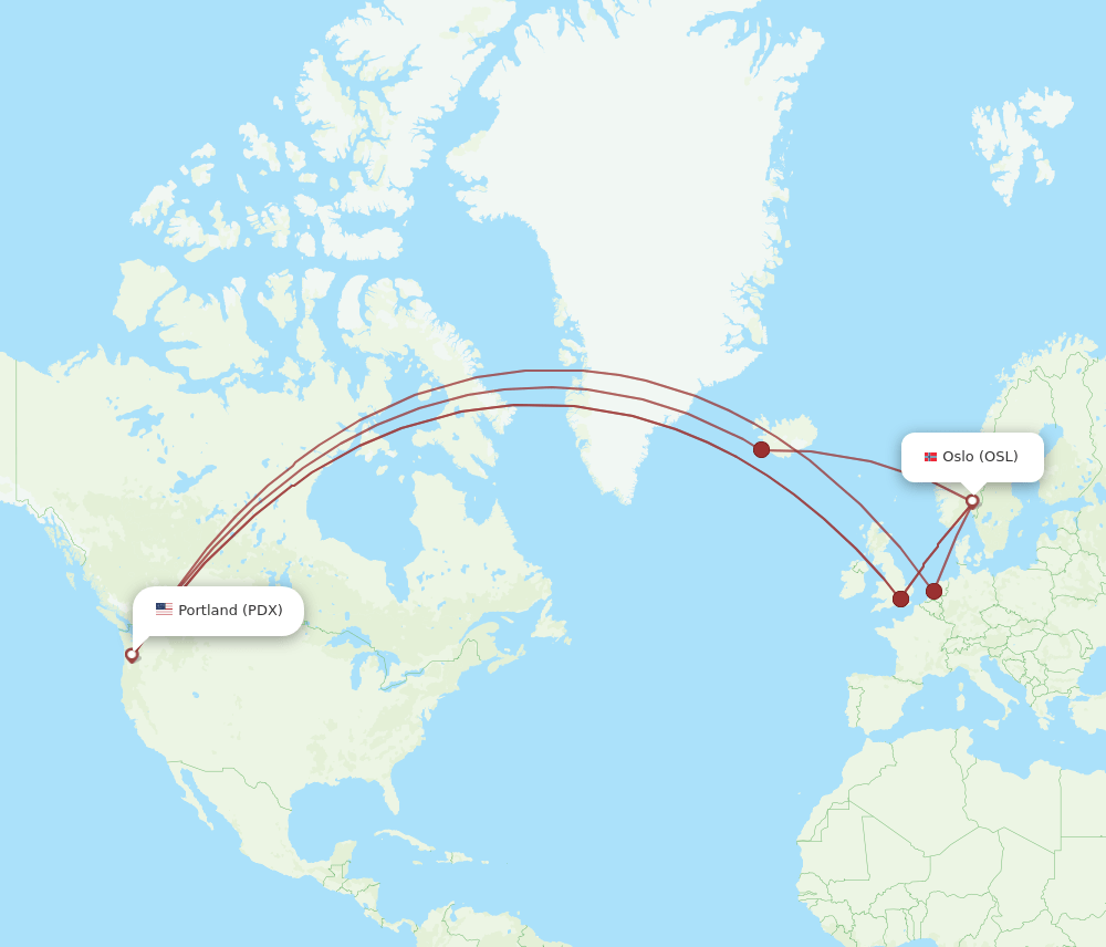OSL-PDX flight routes