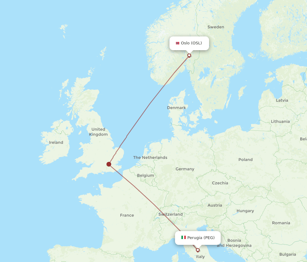 OSL-PEG flight routes