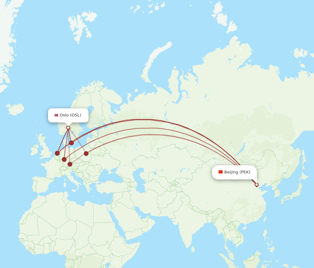 OSL to PEK flights and routes map