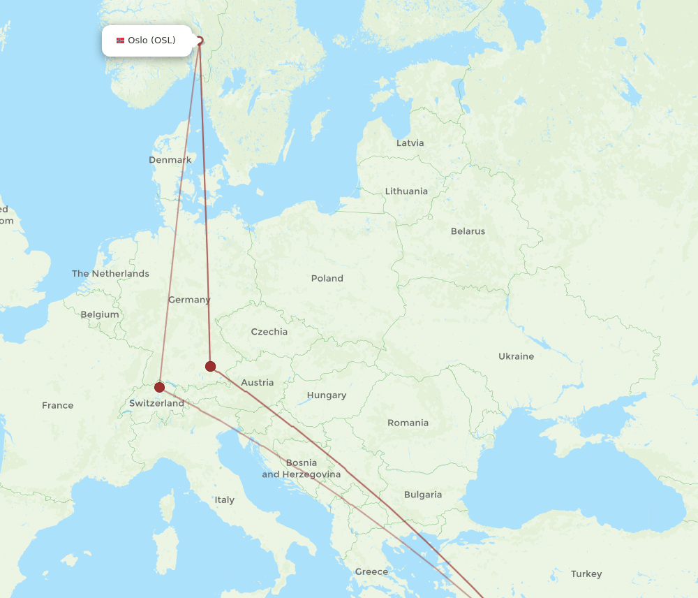 OSL-PFO flight routes