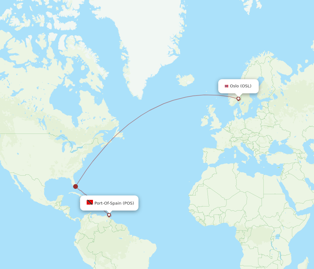 OSL-POS flight routes