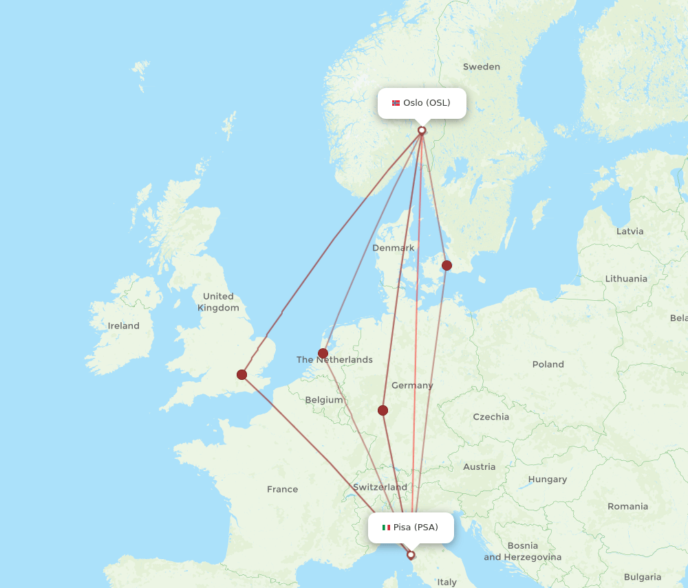 OSL-PSA flight routes