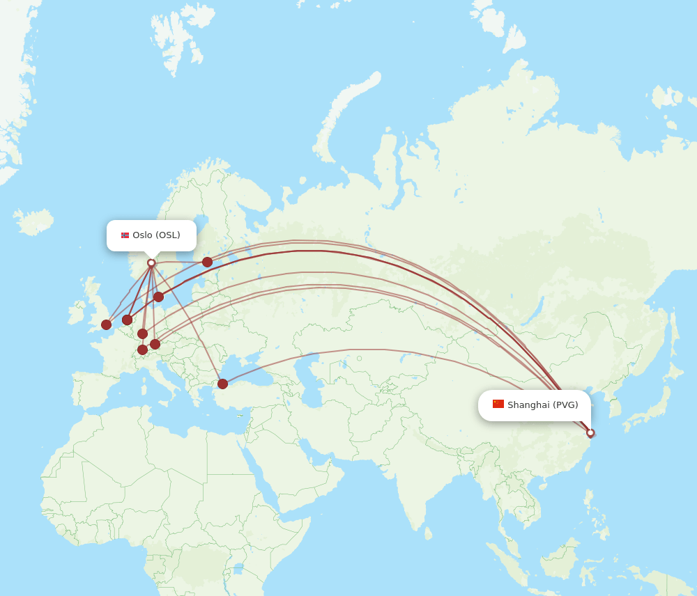 OSL-PVG flight routes