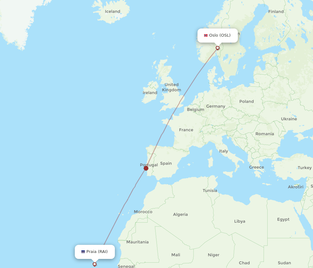 OSL to RAI flights and routes map