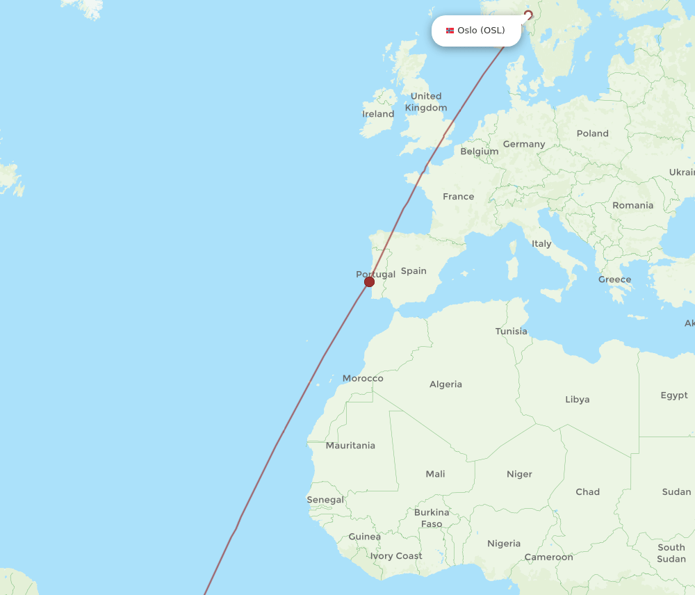 OSL-REC flight routes