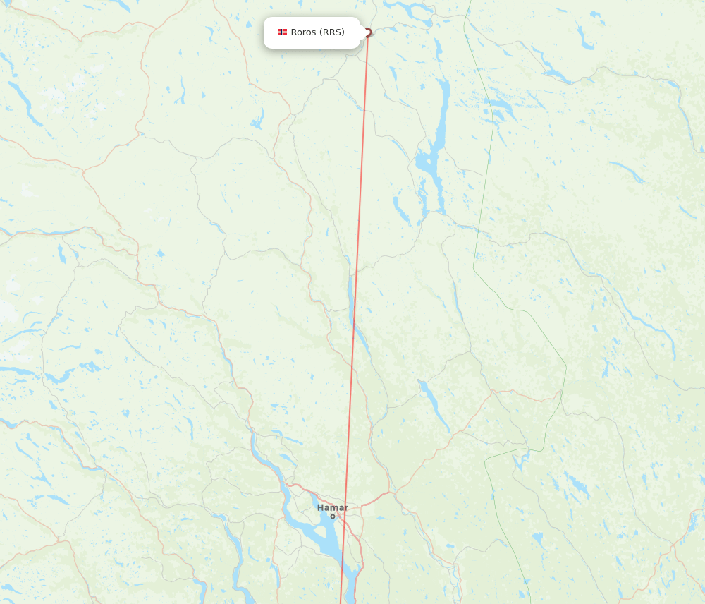 Oslo - Roros route map and flight paths