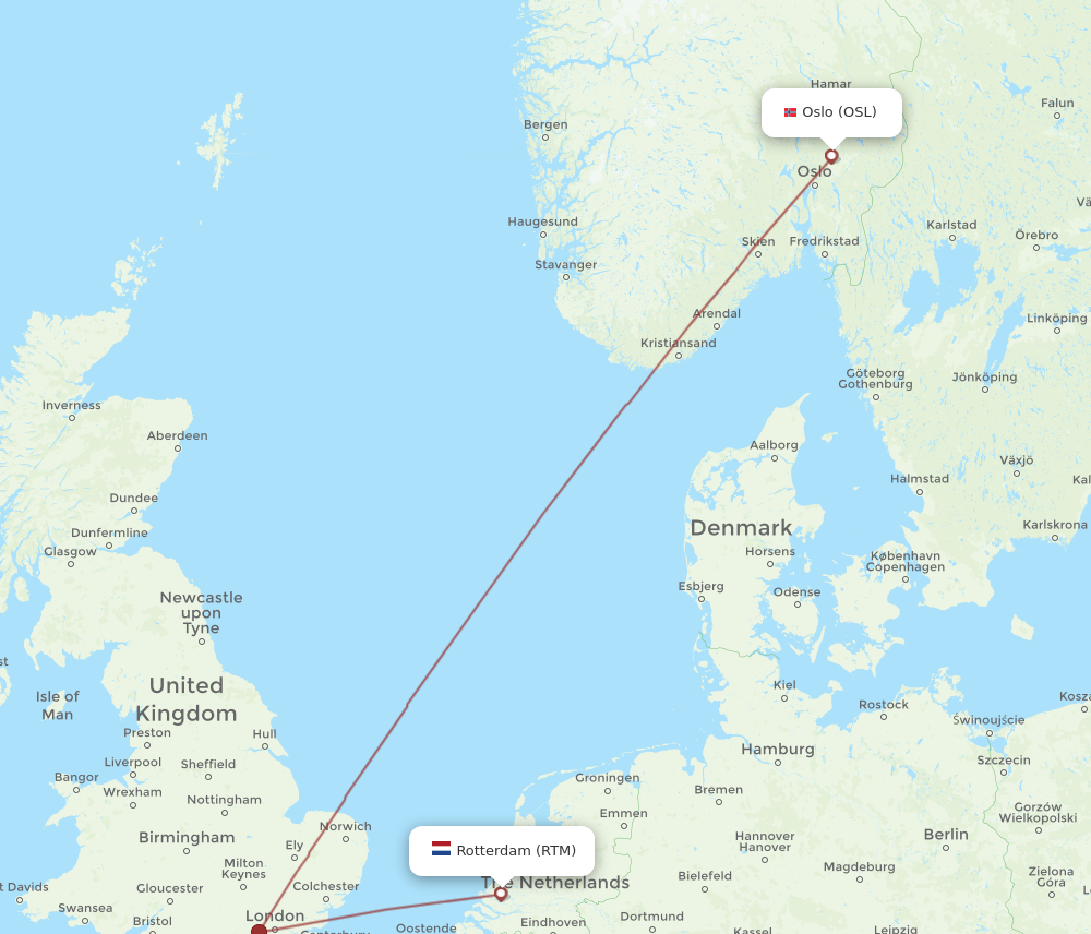 OSL to RTM flights and routes map
