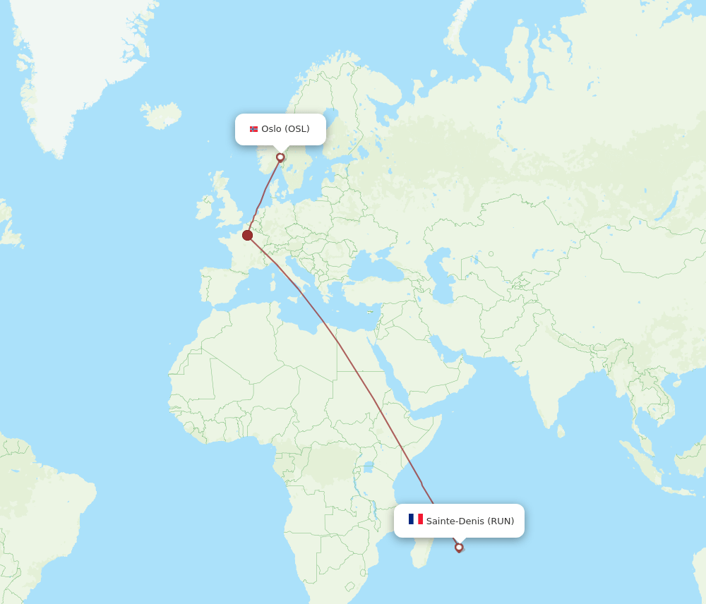 OSL-RUN flight routes