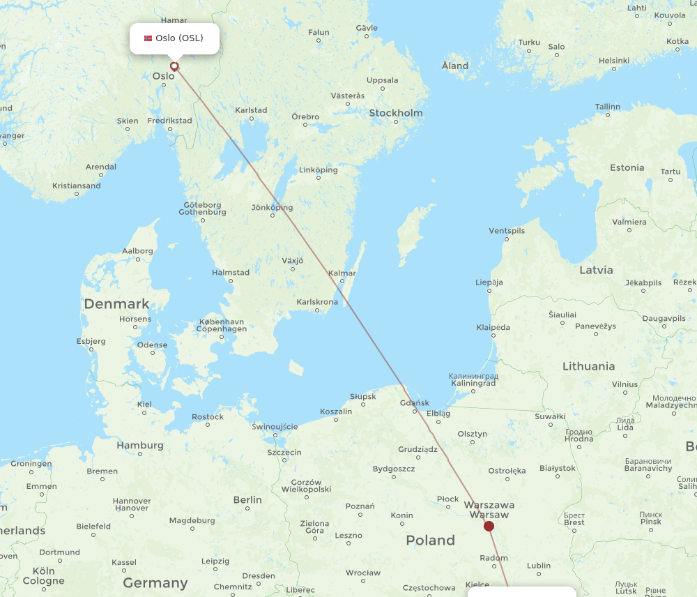 OSL-RZE flight routes