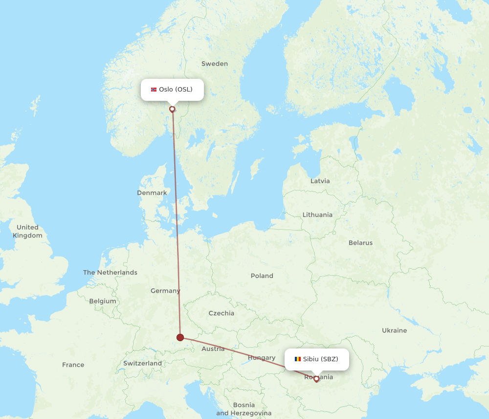 OSL-SBZ flight routes