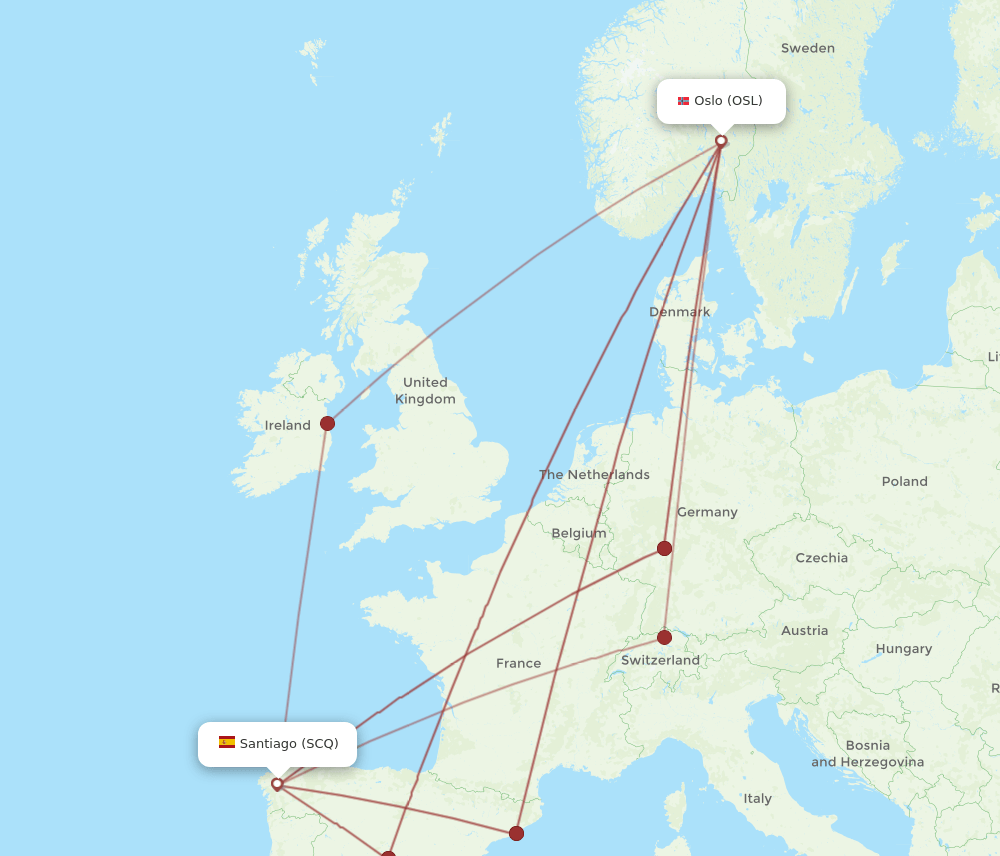 OSL-SCQ flight routes