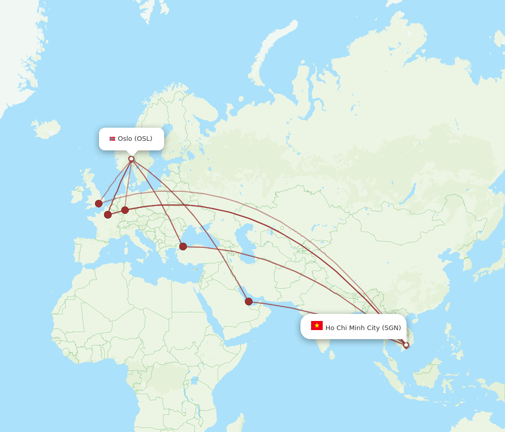 OSL-SGN flight routes