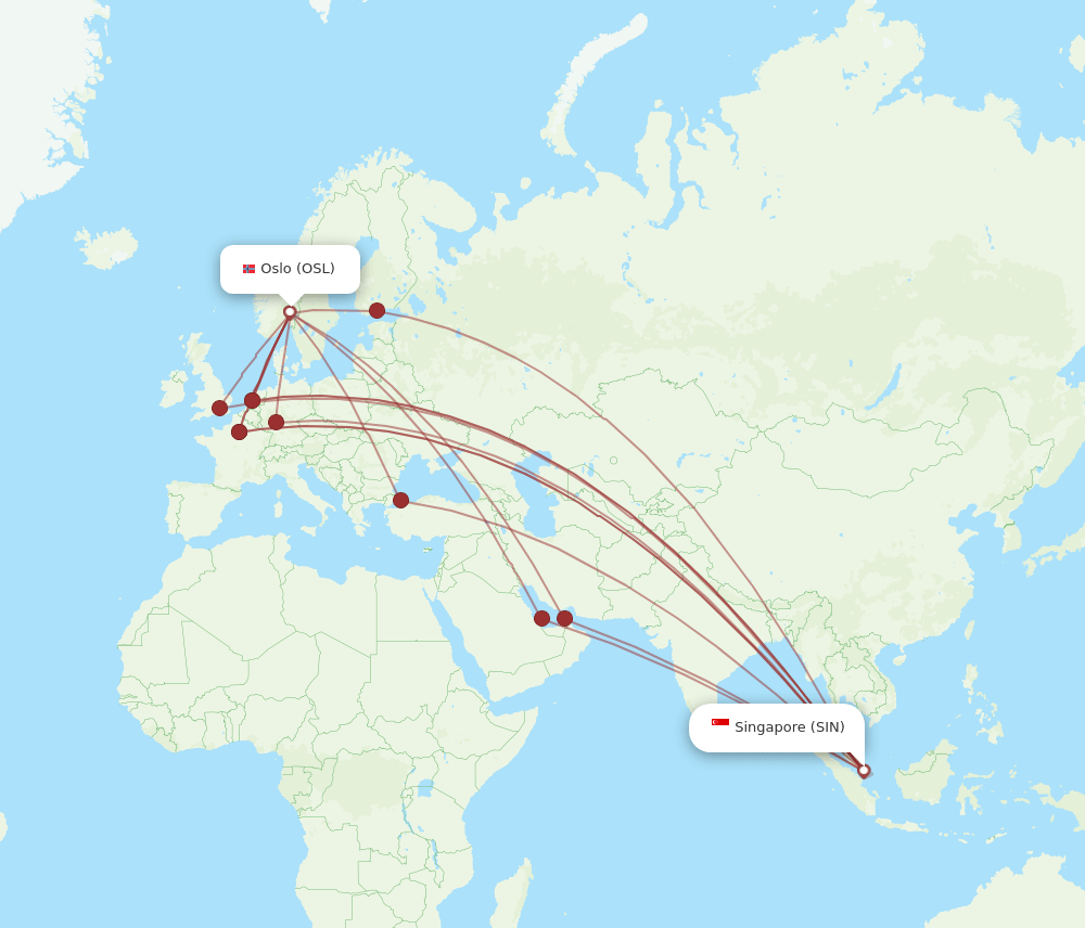 OSL-SIN flight routes