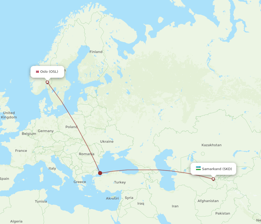 OSL-SKD flight routes