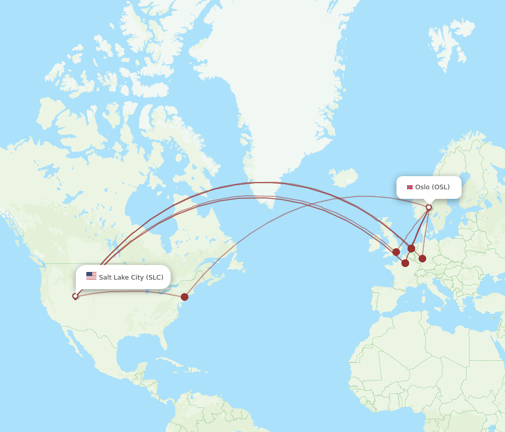 OSL-SLC flight routes