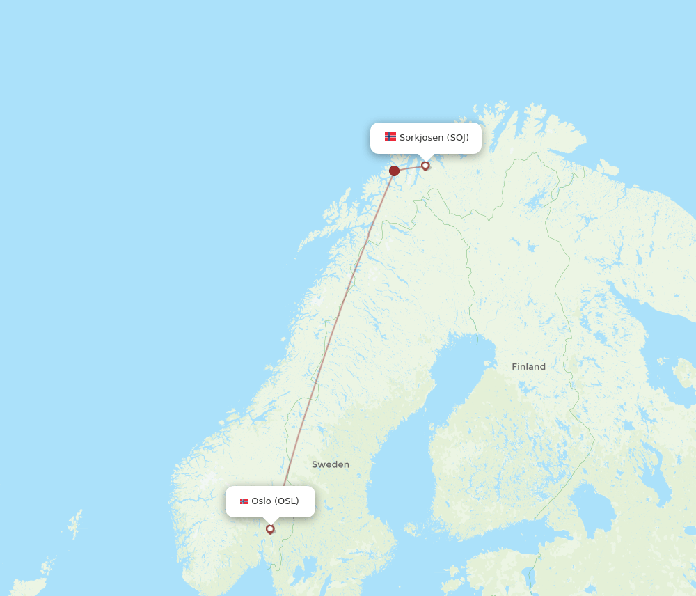 OSL-SOJ flight routes
