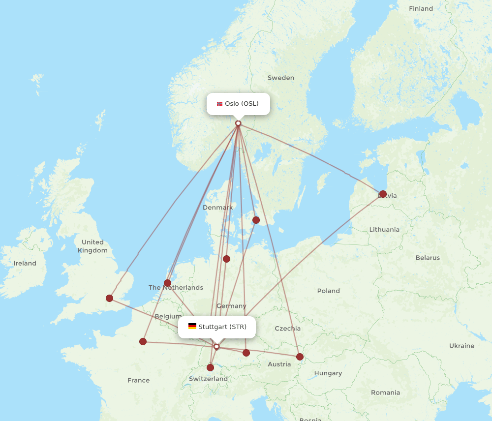 OSL-STR flight routes