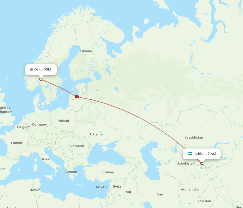 OSL-TAS flight routes