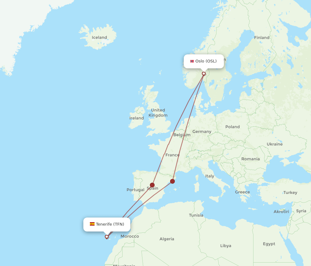OSL-TFN flight routes