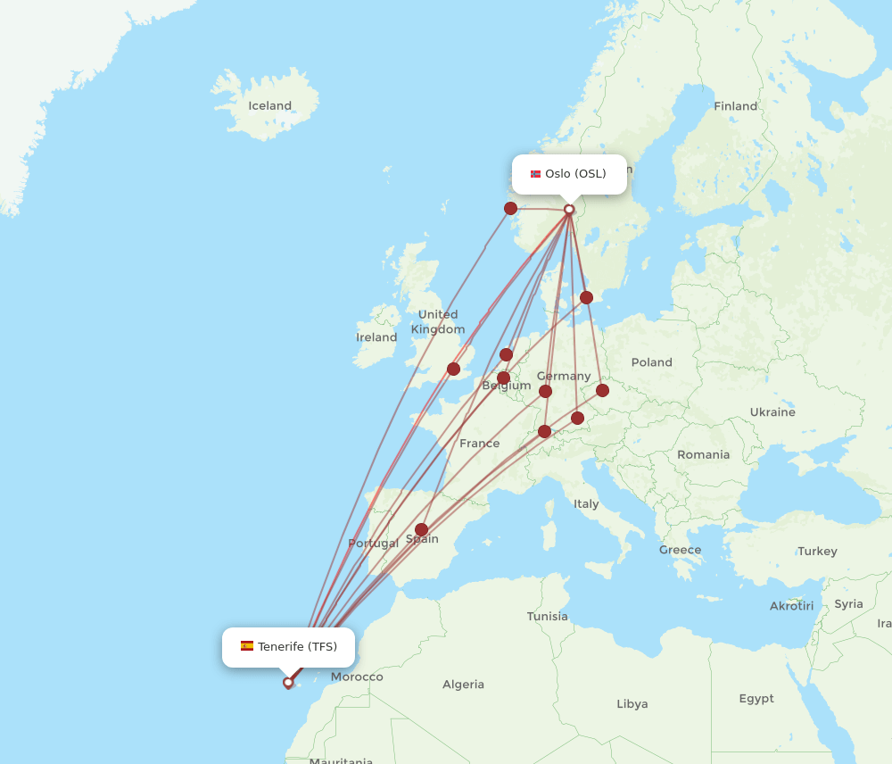 OSL-TFS flight routes