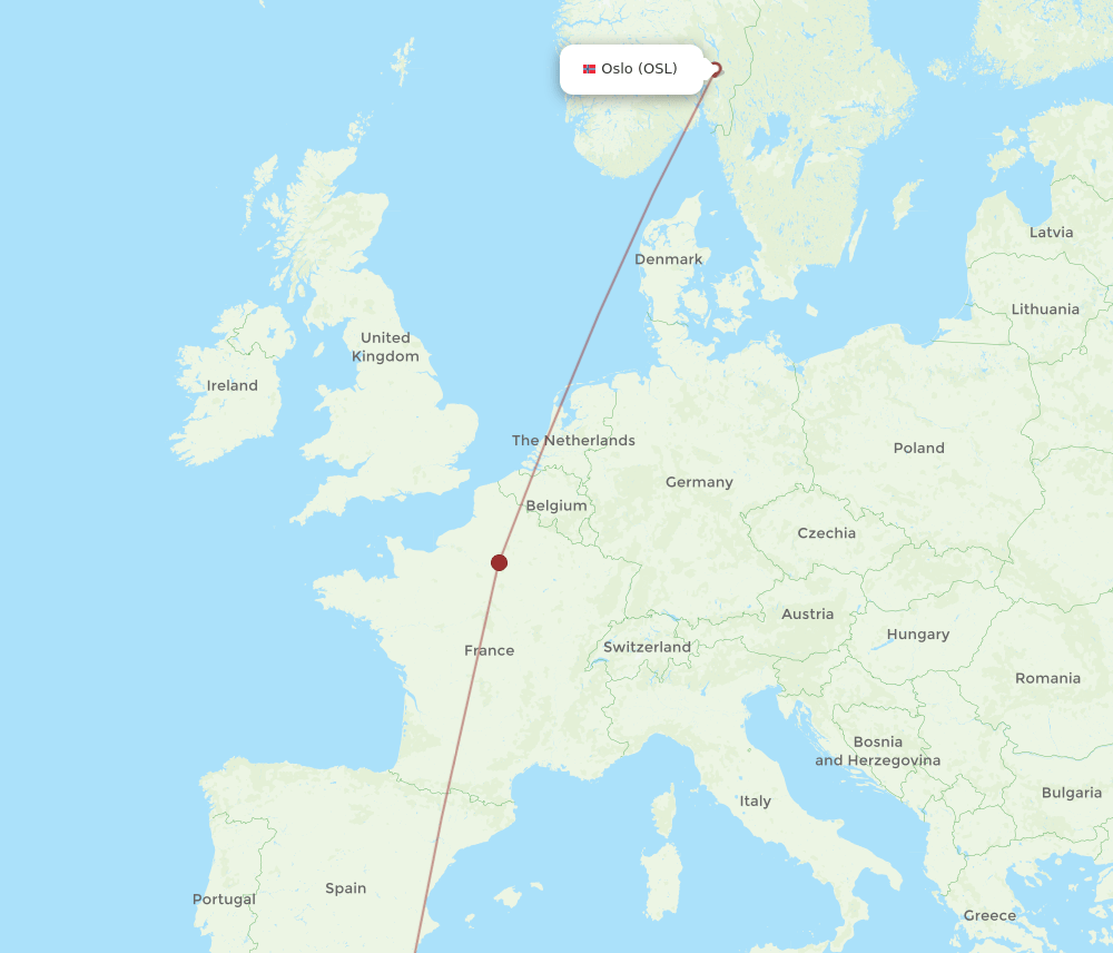 Tlemcen - Oslo route map and flight paths