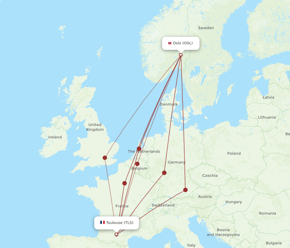 OSL-TLS flight routes