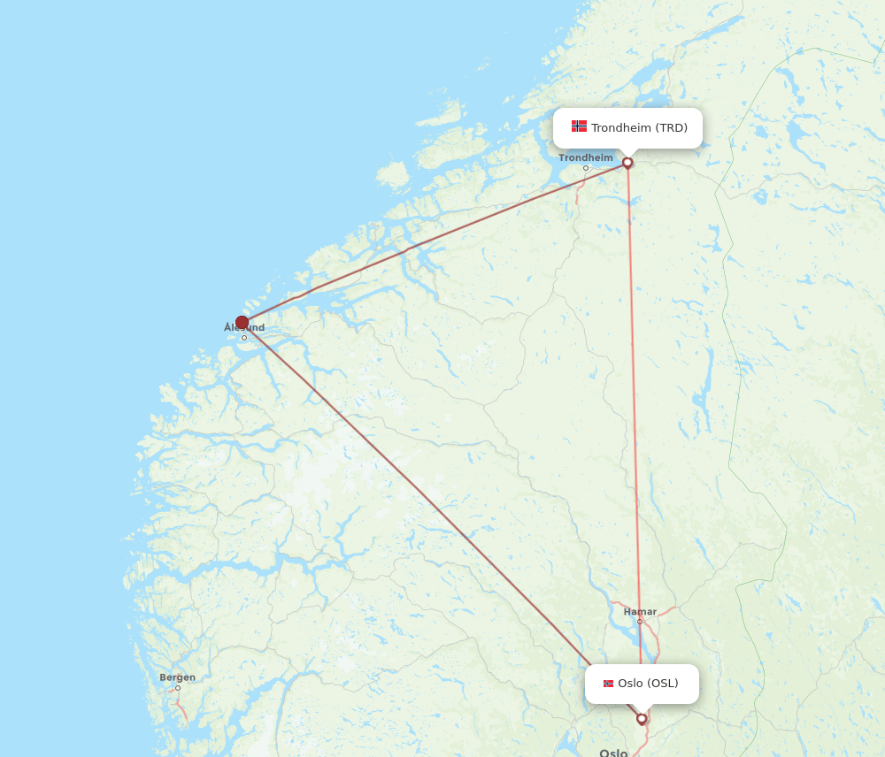 OSL-TRD flight routes