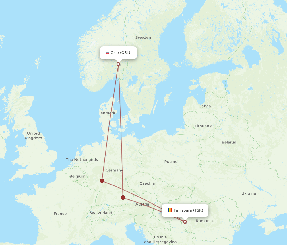 OSL to TSR flights and routes map