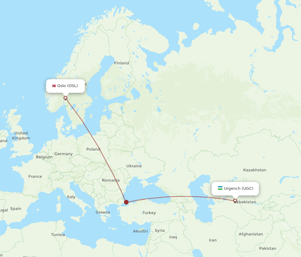OSL-UGC flight routes