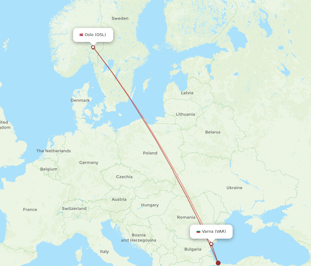 OSL to VAR flights and routes map