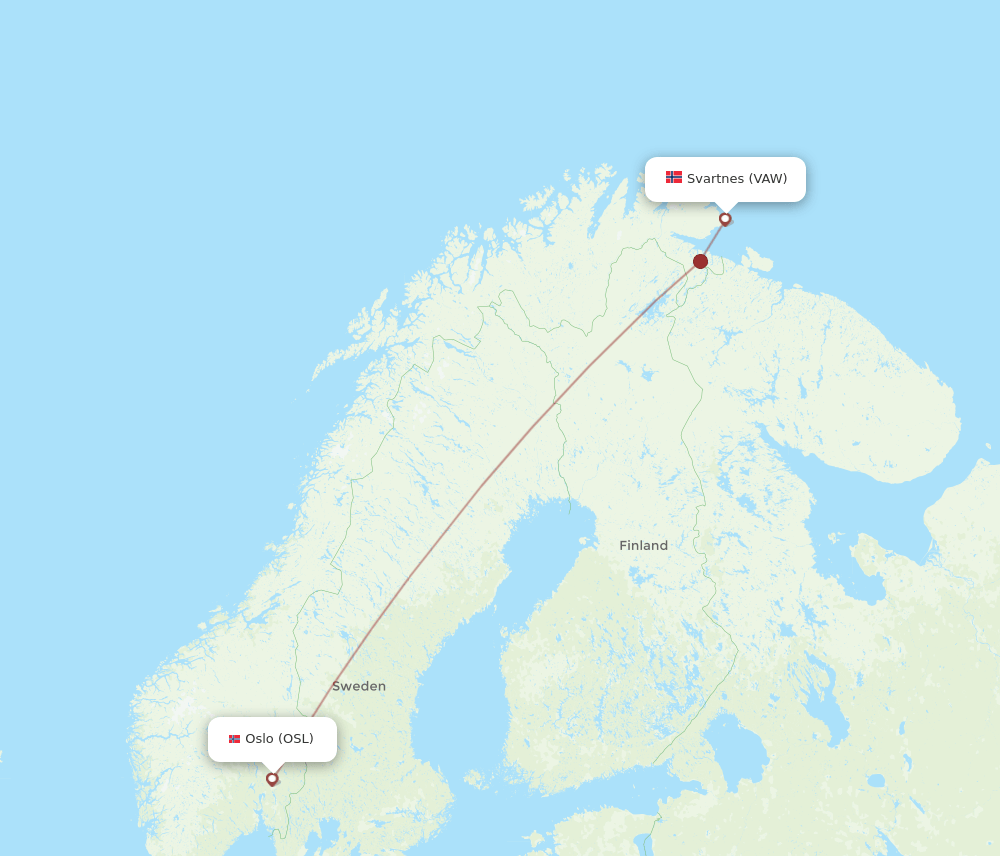 OSL to VAW flights and routes map