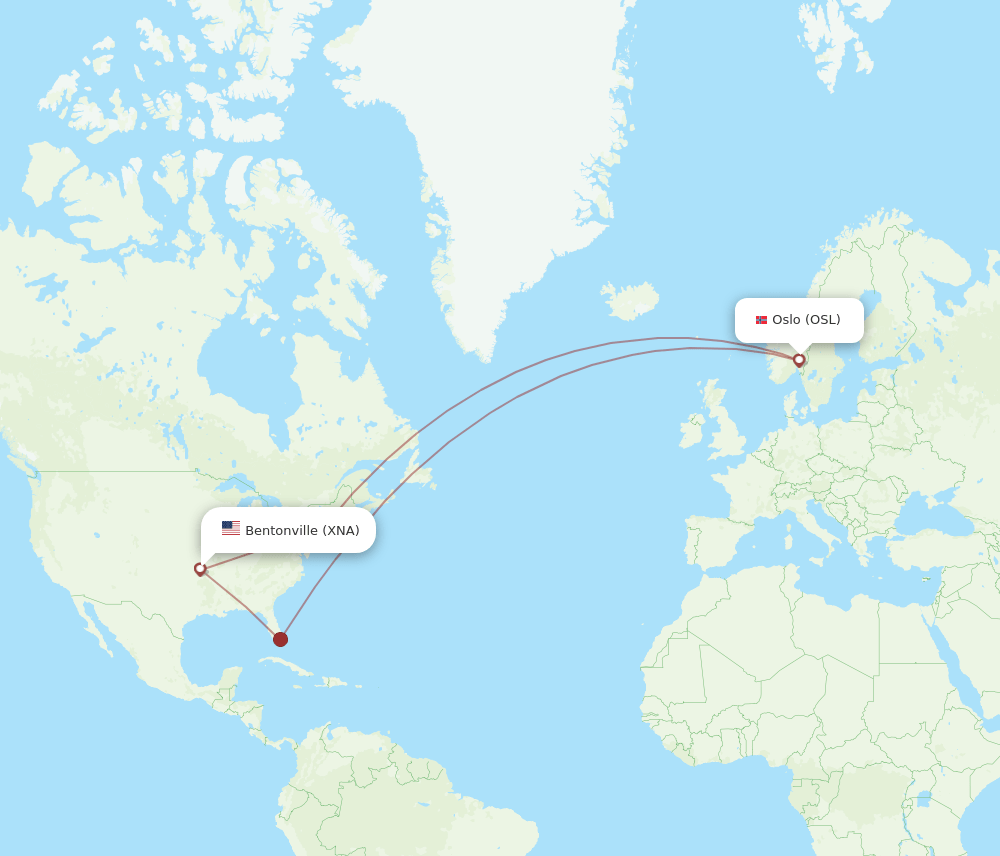 OSL-XNA flight routes