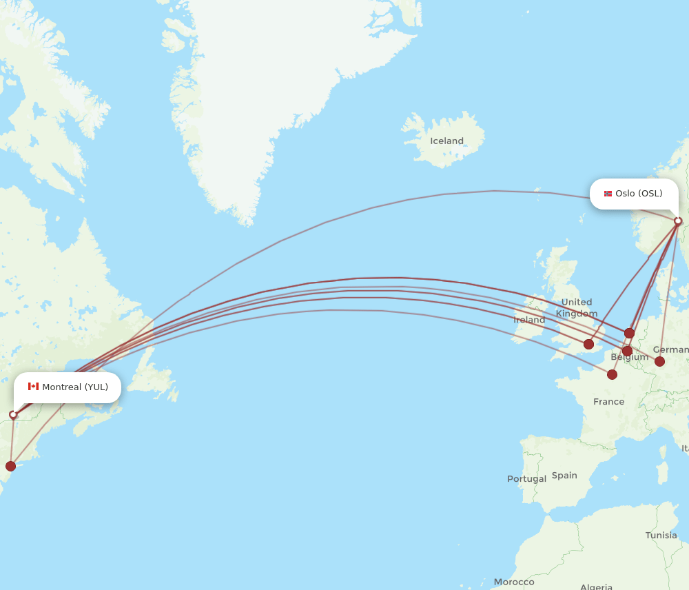 OSL-YUL flight routes