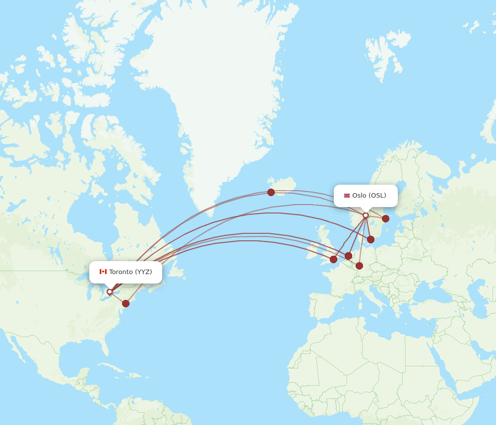OSL-YYZ flight routes