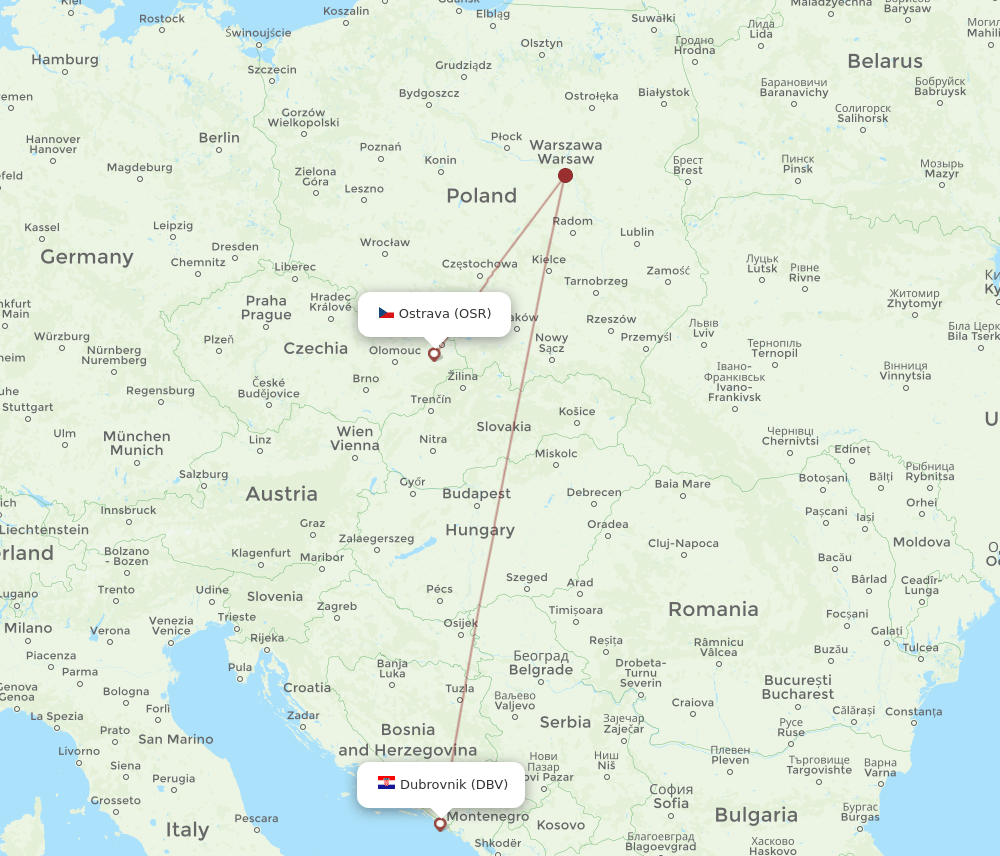 OSR-DBV flight routes