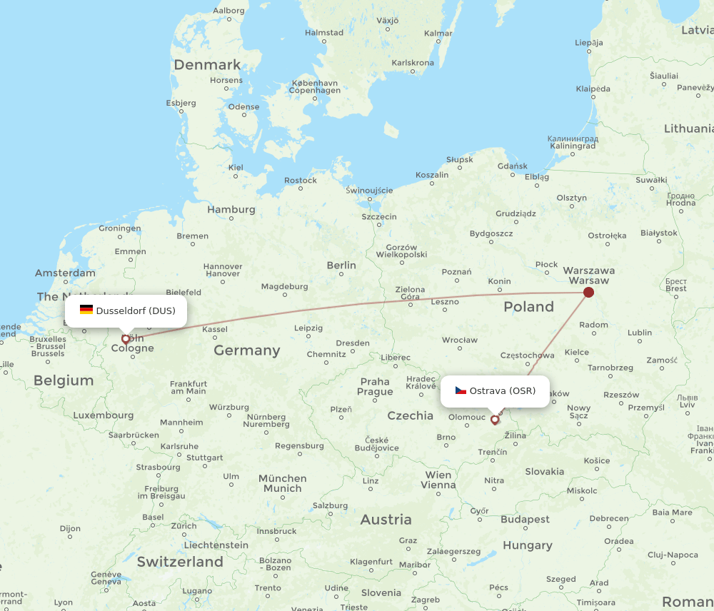 OSR-DUS flight routes