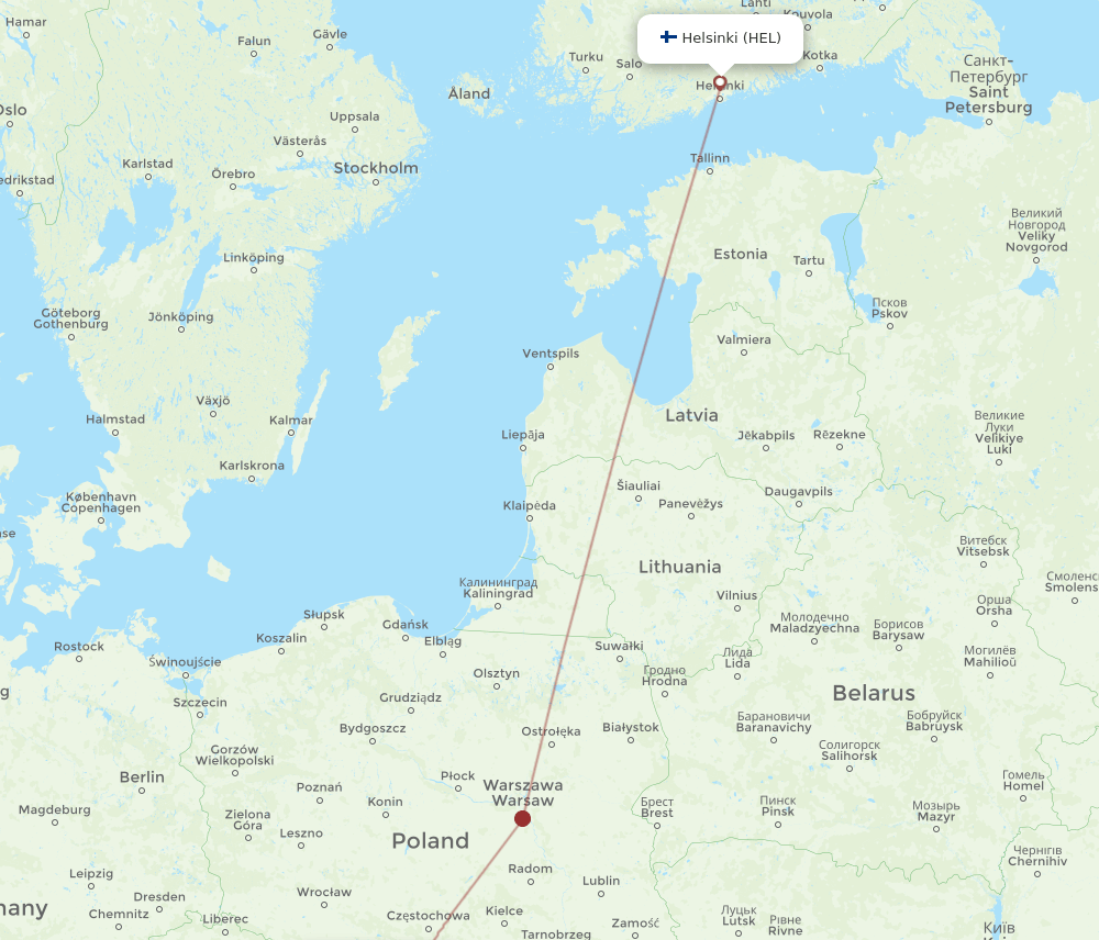 HEL to OSR flights and routes map