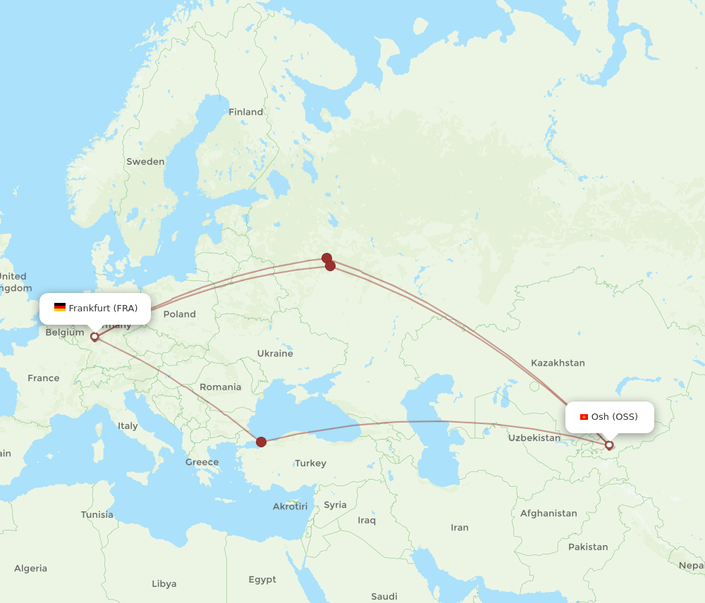 OSS-FRA flight routes