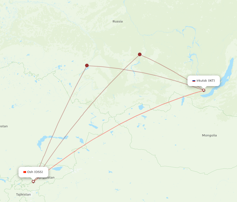 OSS to IKT flights and routes map