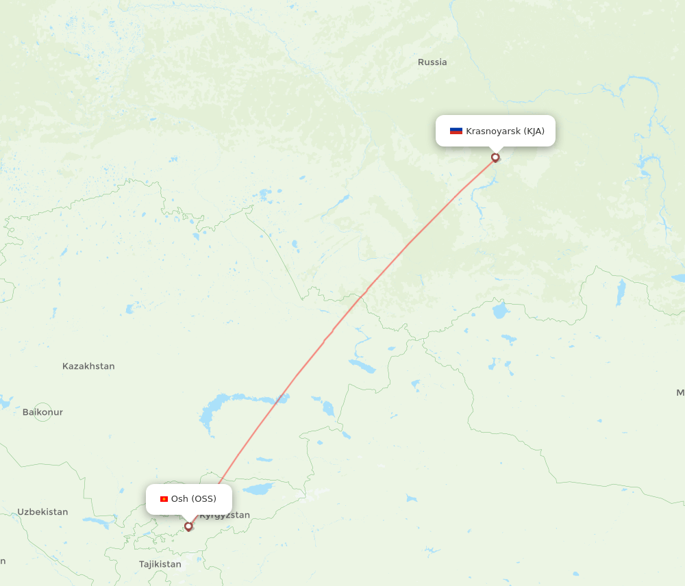 OSS to KJA flights and routes map