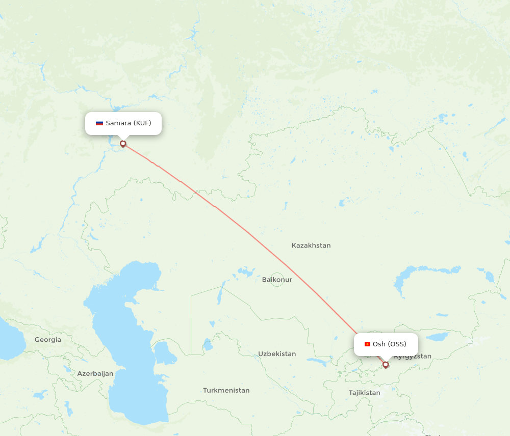 Osh - Samara route map and flight paths