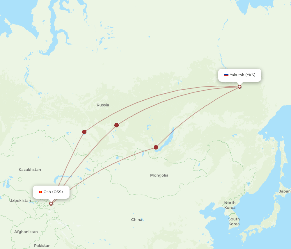 OSS-YKS flight routes