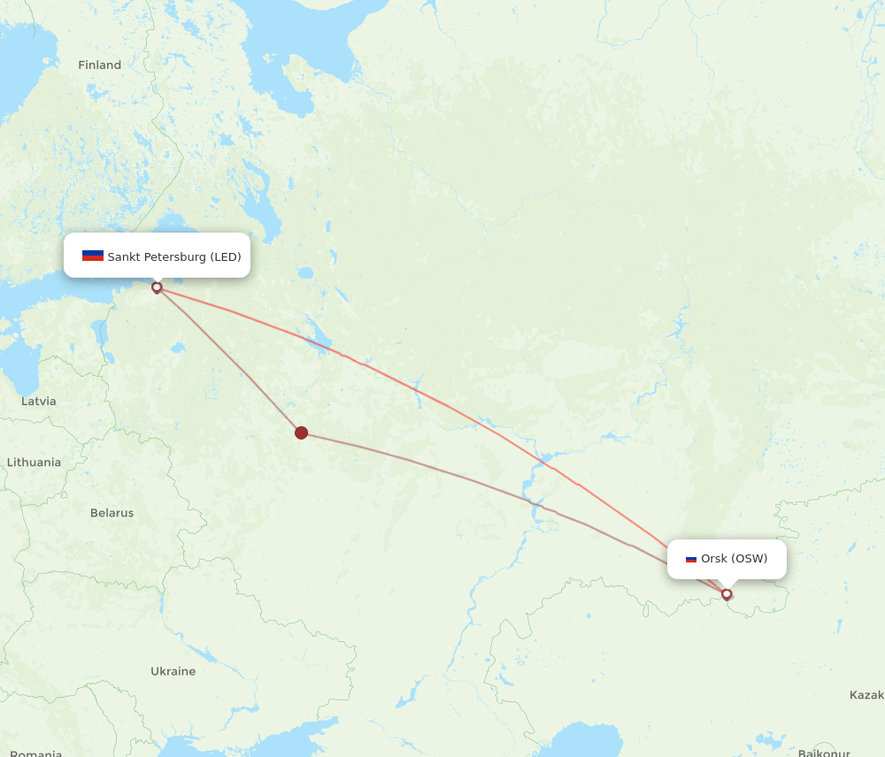 OSW to LED flights and routes map