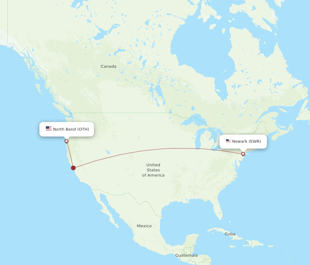 OTH-EWR flight routes