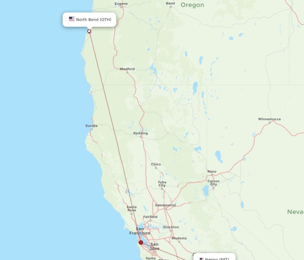 OTH to FAT flights and routes map